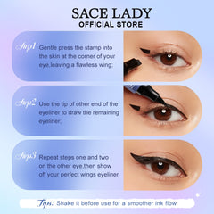 SACE LADY Winged Eyeliner Waterproof Smudge-Proof Double Head Seal Stamp Liquid Eye Liner Pen - High Pigment, Easy Application