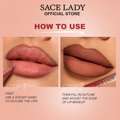 SACE LADY Velvet Matte Lip Liner β Precision, Smudge-Proof & Long-Lasting with Built-in Brush