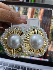 Classic Pearl Earrings Golden Spark