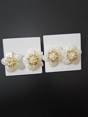White Golden Flower Oversize Earring