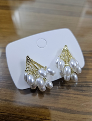 Classic Pearl Gold Bunch Earrings